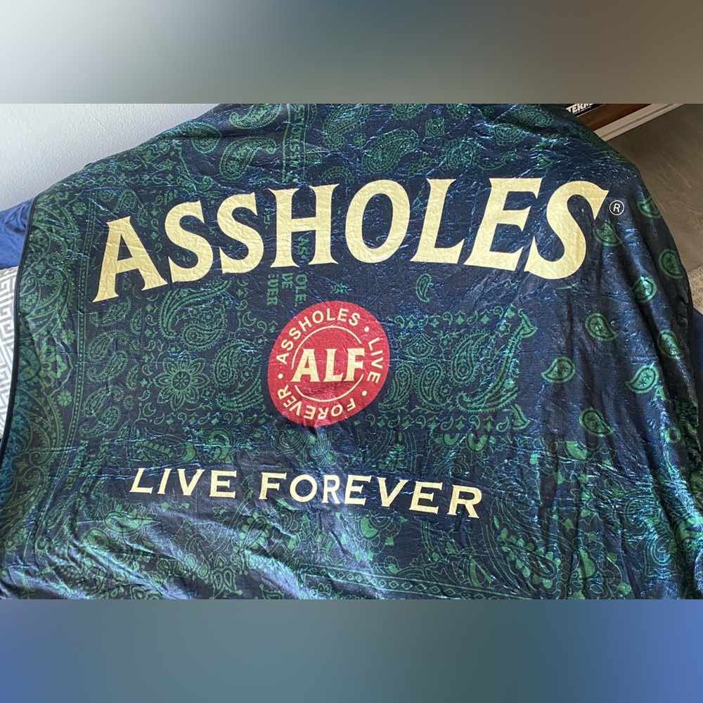 Assholes Live Forever throw blanket